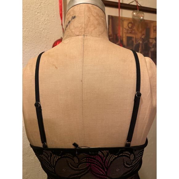 Sexy Black Lace Sheer V-neck Babydoll Chemise Slip Short Nightgown NWT Size M - Picture 4 of 8